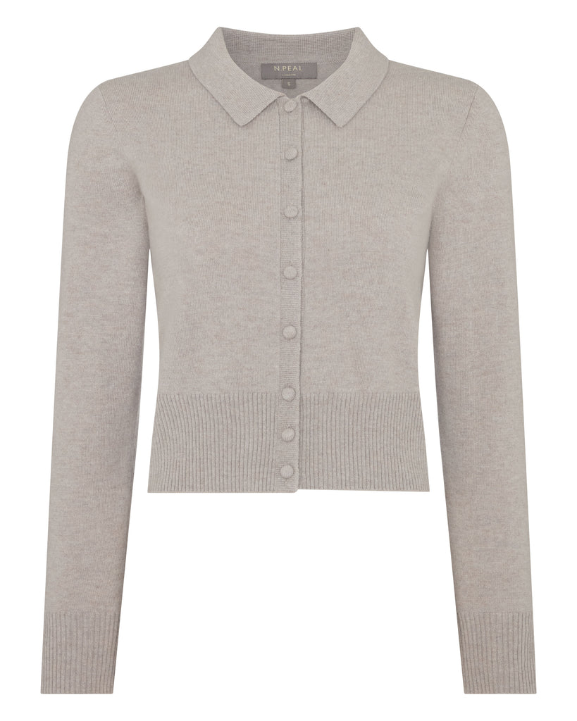 Women's Thea Collared Cashmere Cardigan Oat Grey | N.Peal