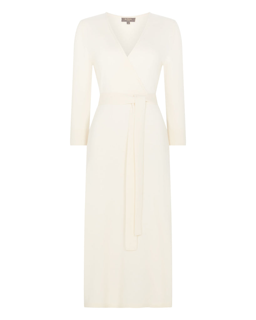 white cashmere dress Women's Willa Wrap Cashmere Dress New Ivory White