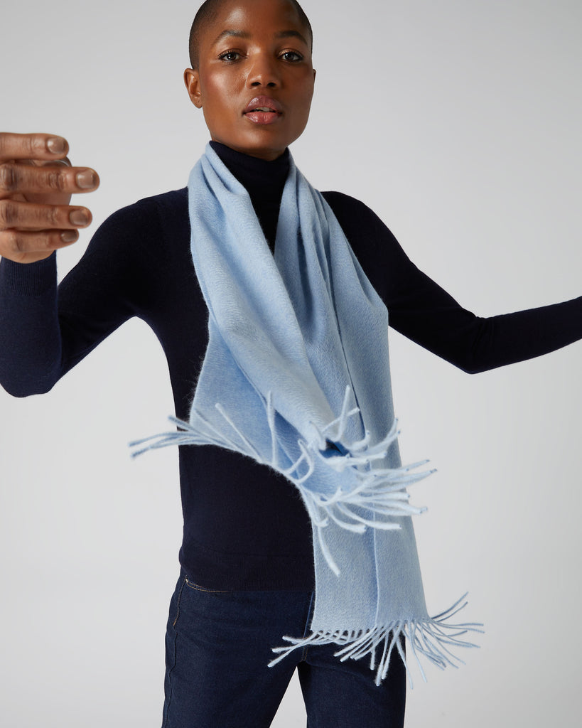 Unisex Woven Cashmere Scarf Cornflower Blue - Main Image