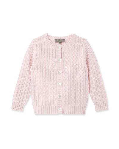 N.Peal Cashmere Cable Cardigan Pale Pink
