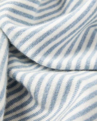 N.Peal Stripe Baby Cashmere Blanket Heather Blue