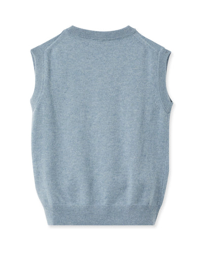 N.Peal Boys Cashmere Slipover Heather Blue