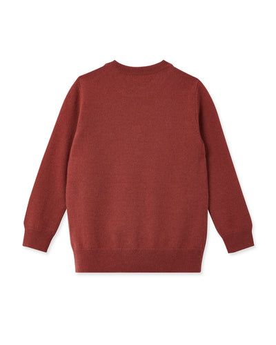 N.Peal Boys Round Neck Cashmere Jumper Brick Red