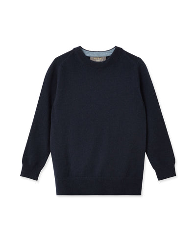 N.Peal Boys Round Neck Cashmere Jumper Navy Blue