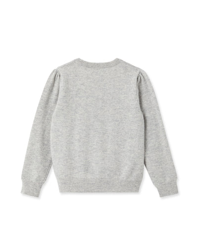 N.Peal Girls Round Neck Cashmere Jumper Fumo Grey