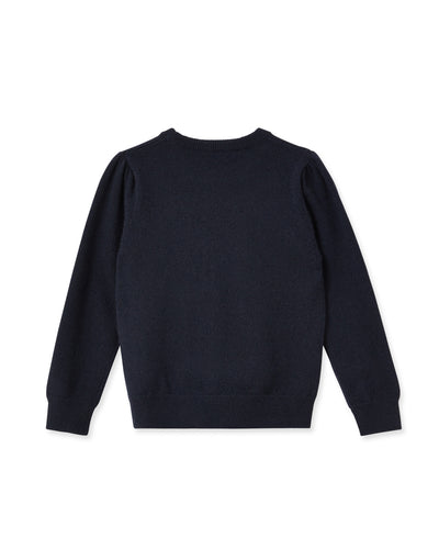 N.Peal Girls Round Neck Cashmere Jumper Navy Blue