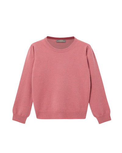 N.Peal Girls Round Neck Cashmere Jumper Heather Pink