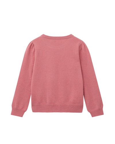 N.Peal Girls Round Neck Cashmere Jumper Heather Pink