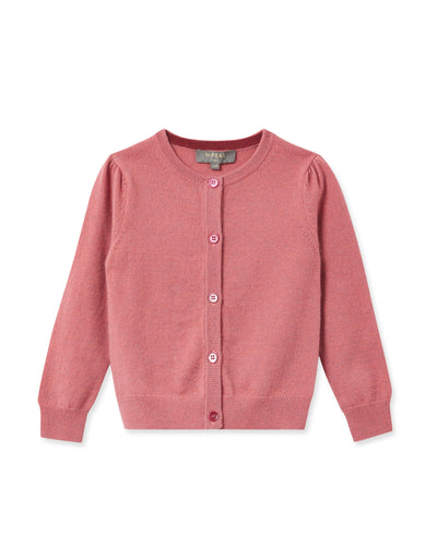 N.Peal Girls Round Neck Cashmere Cardigan Heather Pink