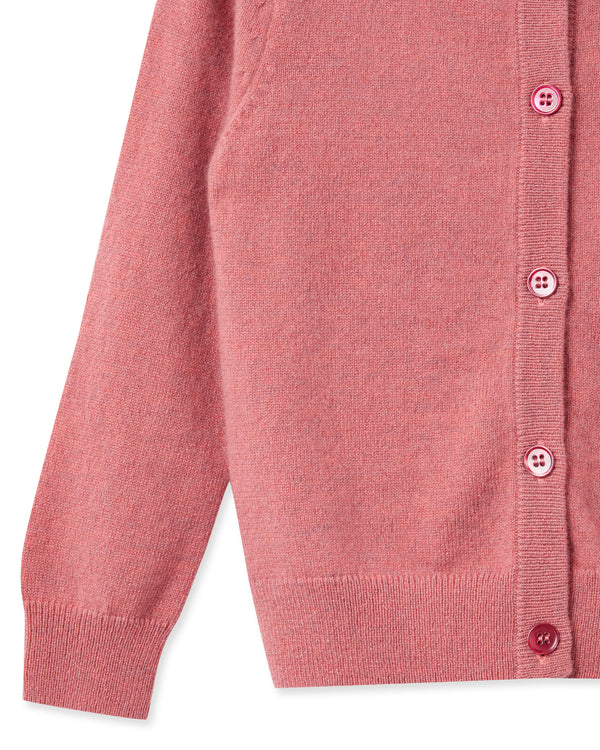 N.Peal Girls Round Neck Cashmere Cardigan Heather Pink