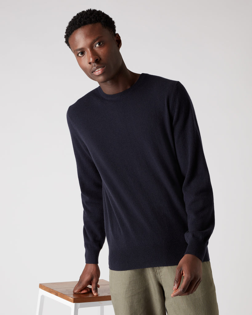 トップス ENNOY ROUND NECK PULLOVER SWEATER Men's Oxford Round Neck Cashmere Jumper Navy Blue | N.Peal