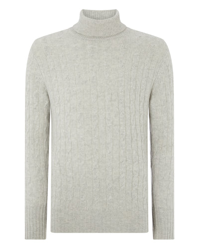 N.Peal 007 Cable Roll Neck Cashmere Jumper Fumo Grey