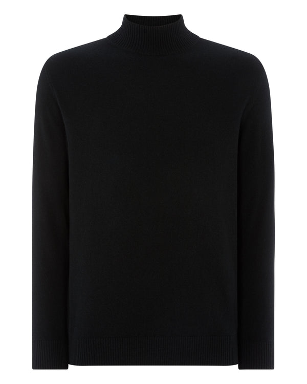 N.Peal Men's Mayfair Turtle Neck Cashmere Jumper Black