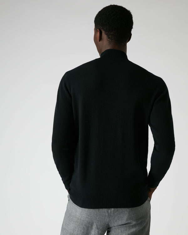 N.Peal Men's Mayfair Turtle Neck Cashmere Jumper Black