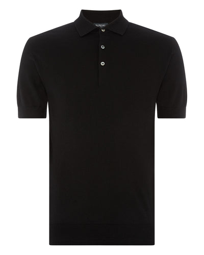 N.Peal 007 Fine Gauge Cashmere Polo T Shirt Black