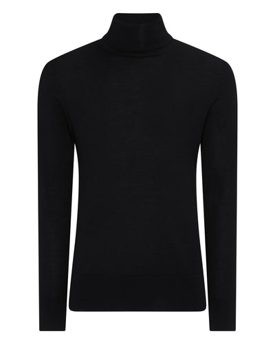 N.Peal Men's Pimlico Fine Gauge Cashmere Roll Neck Jumper Black