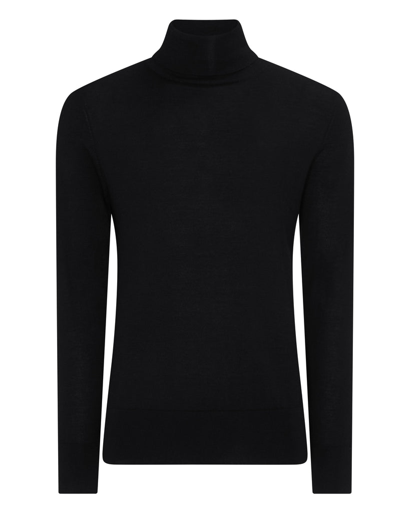 Men's Pimlico Fine Gauge Cashmere Roll Neck Jumper Black N.Peal