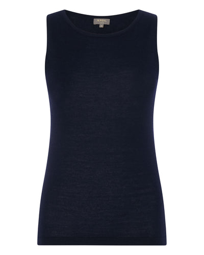 N.Peal Women's Ella Superfine Cashmere Shell Top Navy Blue
