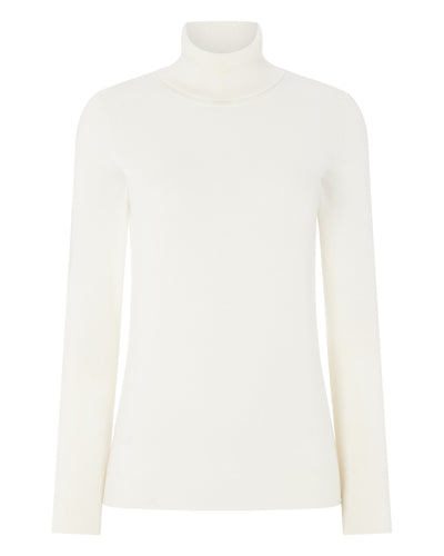 N.Peal Women's Luna Roll Neck Cashmere Jumper New Ivory White