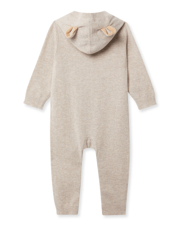 N.Peal Bear Cashmere Sleepsuit Light Oatmeal Brown