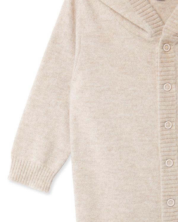 N.Peal Bear Cashmere Sleepsuit Light Oatmeal Brown