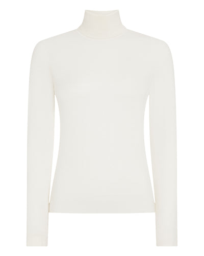 N.Peal Women's Superfine Roll Neck Cashmere Jumper New Ivory White
