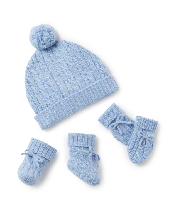N.Peal Cashmere Cable Hat Cornflower Blue