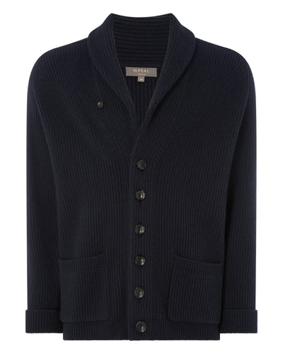 N.Peal Men's Kensington Cashmere Cardigan Navy Blue