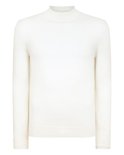 N.Peal Men's Fine Gauge Cashmere Turtle Neck Jumper New Ivory White