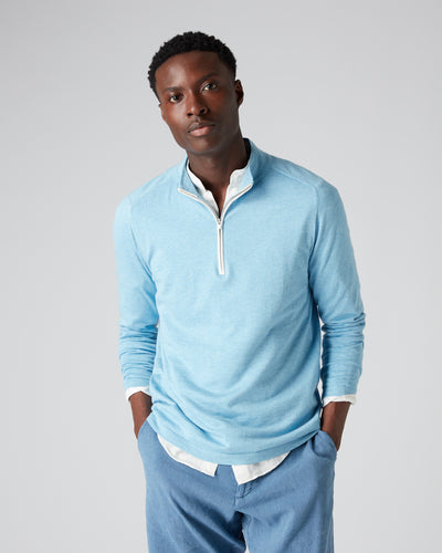 N.Peal Men's Half Zip Jumper Cornflower Blue