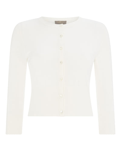 N.Peal Women's Darcie Superfine Cashmere Cropped Cardigan New Ivory White