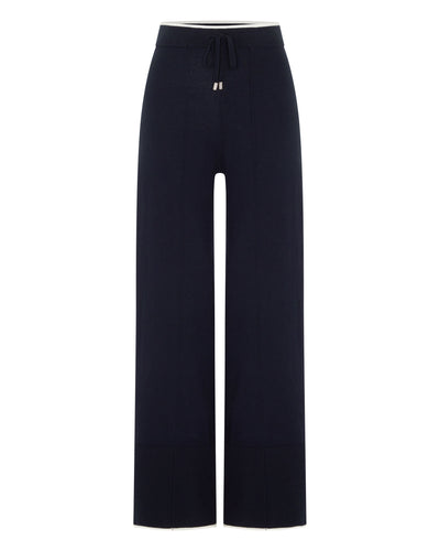 N.Peal Women's Cotton Cashmere Trousers Navy Blue