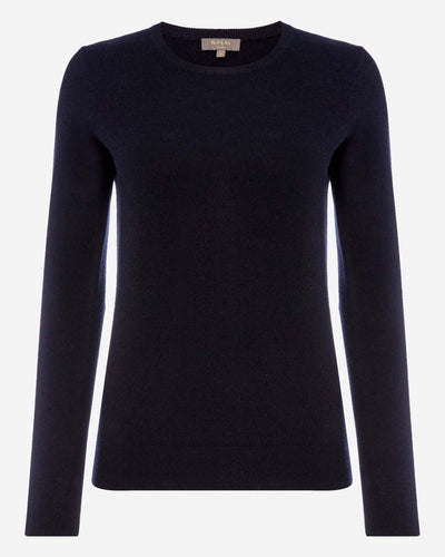 N.Peal Women's Evie Classic Round Neck Cashmere Jumper Navy Blue