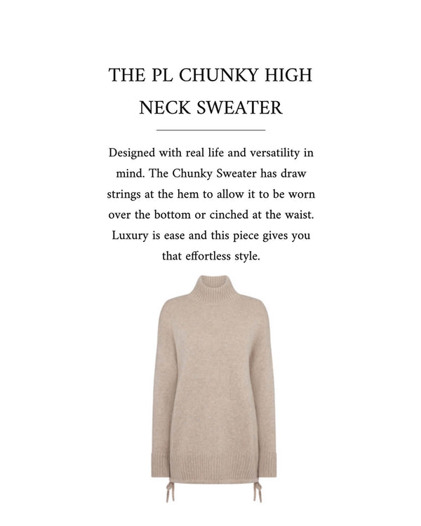 N.Peal The Peony Lim Chunky High Neck Sweater Oatmeal Brown