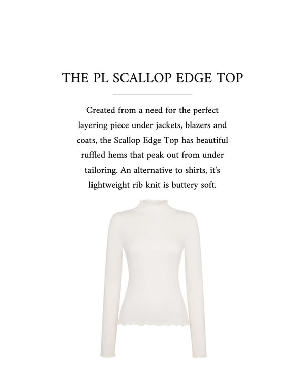 N.Peal The Peony Lim Scalloped Edge Top New Ivory White
