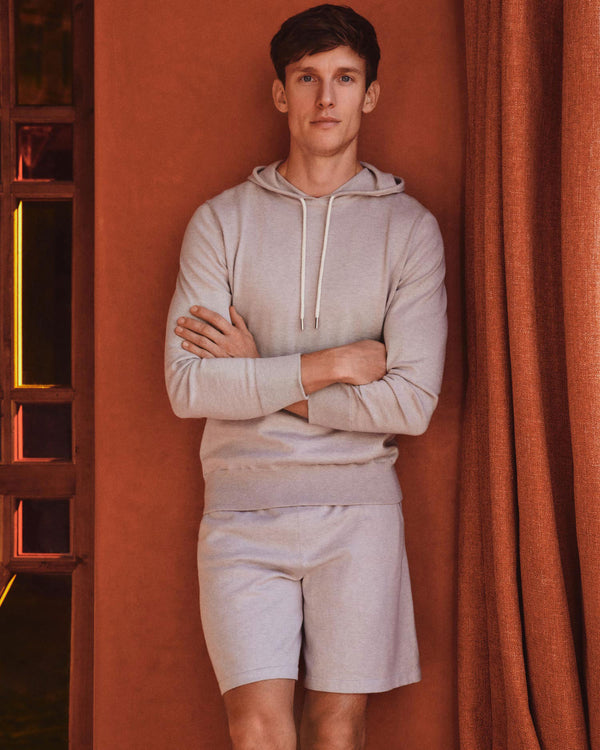 N.Peal Men's Cotton Cashmere Silk Short Fumo Grey