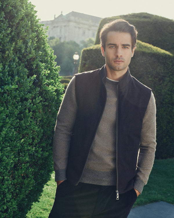 N.Peal Men's Belgravia Cashmere Gilet Navy Blue
