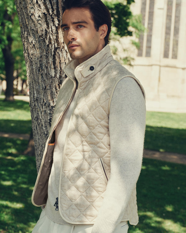 N.Peal Men's Diamond Gilet Beige Brown