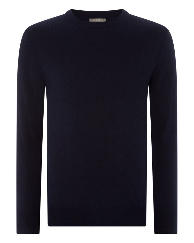 Women's Covent Fine Gauge Cashmere Round Neck Jumper Navy Blue N.Peal