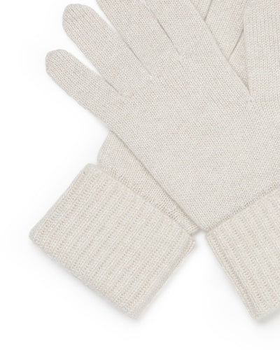 N.Peal Women's Ribbed Cashmere Gloves With Lurex Ecru White Sparkle