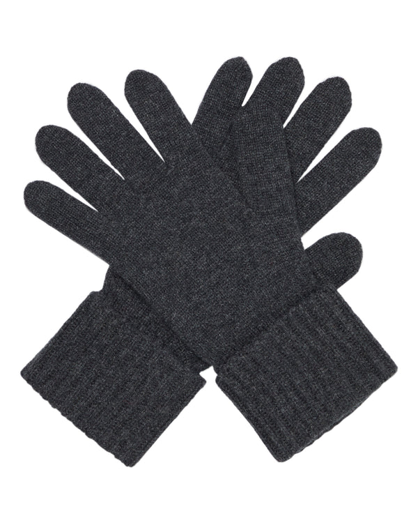 N.Peal Women's Ribbed Cashmere Gloves Dark Charcoal Grey