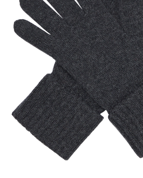 N.Peal Women's Ribbed Cashmere Gloves Dark Charcoal Grey