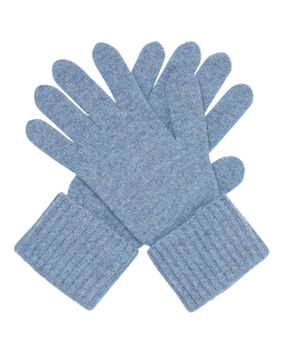 N.Peal Women's Ribbed Cashmere Gloves Faded Indigo Blue