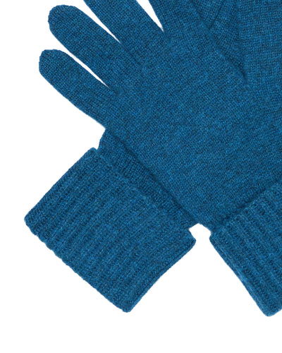 N.Peal Women's Ribbed Cashmere Gloves Lagoon Blue