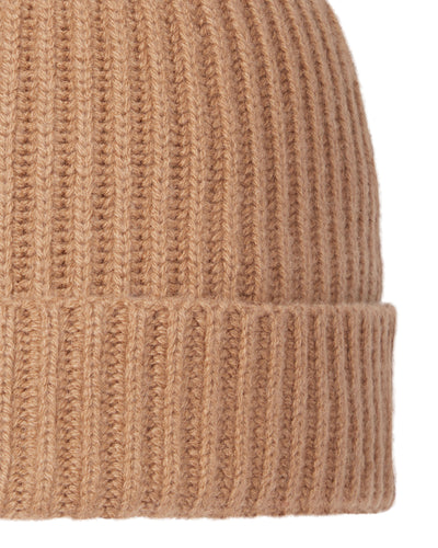 N.Peal Unisex Ribbed Cashmere Hat Dark Camel Brown