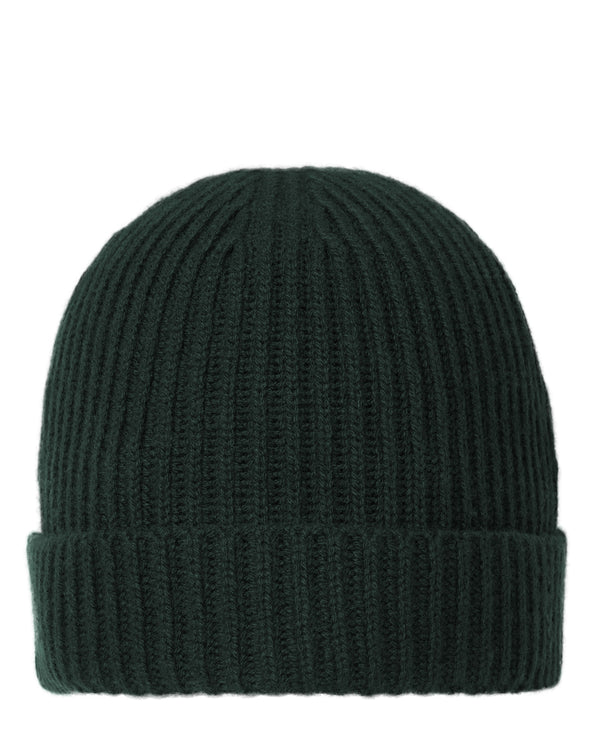 N.Peal Unisex Ribbed Cashmere Hat Dark Green