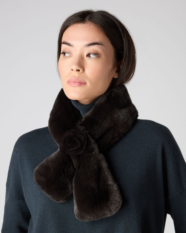 N.Peal Women's Fur Neck Warmer Dark Brown