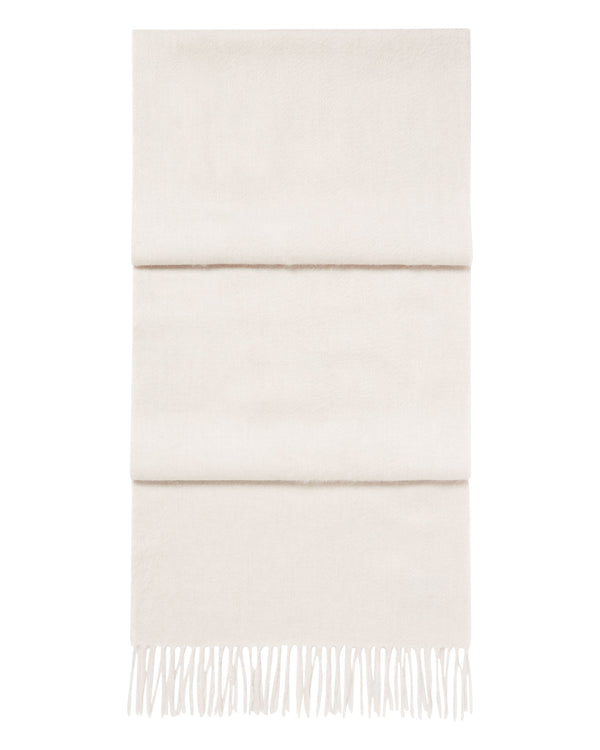 N.Peal Unisex Large Woven Cashmere Scarf Ecru White