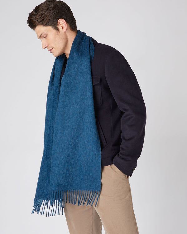 N.Peal Unisex Large Woven Cashmere Scarf Lagoon Blue