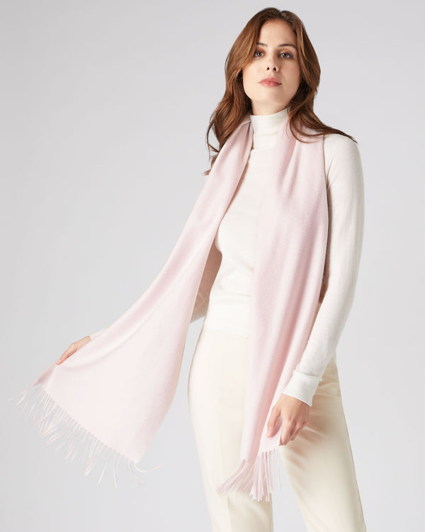 N.Peal Unisex Large Woven Cashmere Scarf Quartz Pink